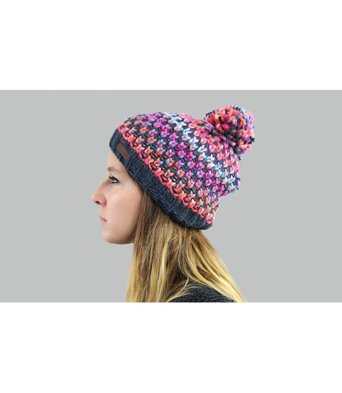 Bunte Bommelmütze Barts Nicole Beanie charcoal